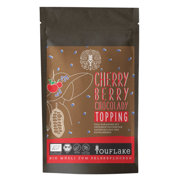 YouFlake Cherry Berry Chocolady Topping Bio Front
